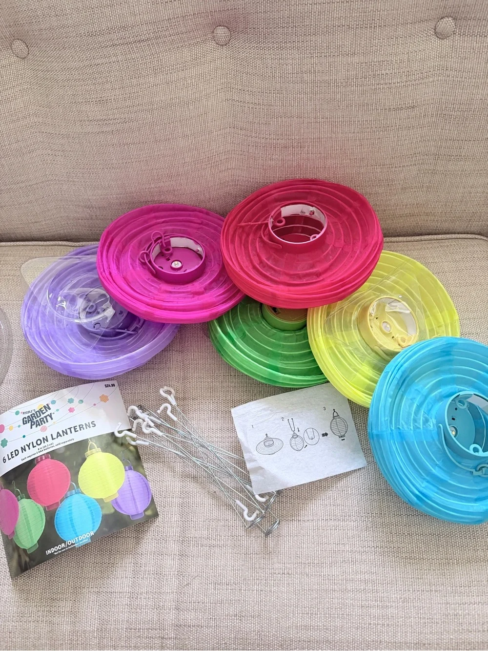 Nicole’s Garden Party 6 LED Nylon Lanterns Used 1X Indoor/outdoor Colorful